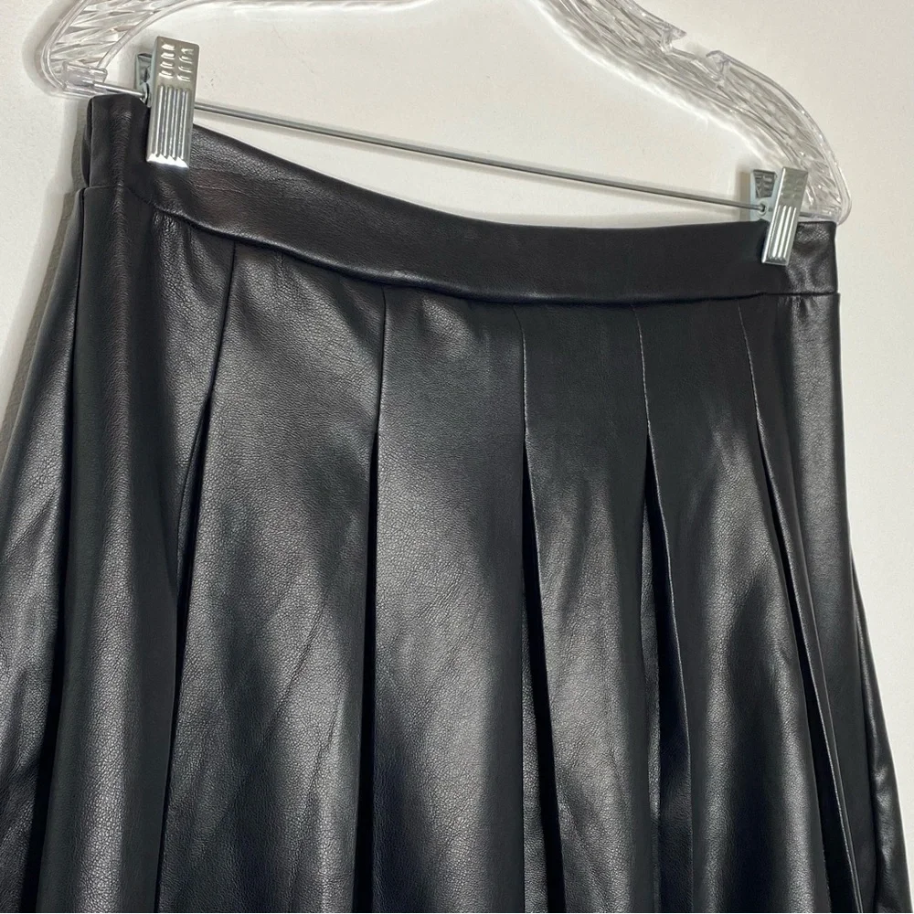 SO Black Faux Leather Pleated Skirt